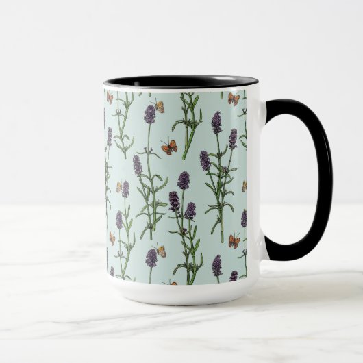 Mug Lavande et papillons sur verre de mer (Droite)