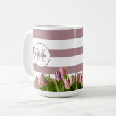Mug Lavande et Tulipe Monogrammé Personnalisé (Devant gauche)