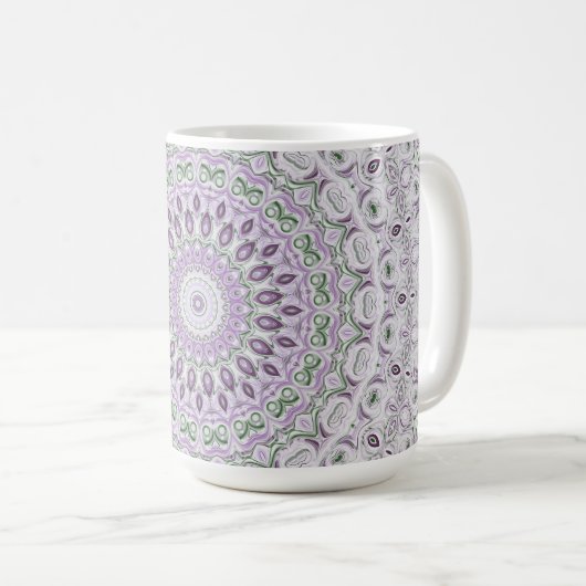 Mug Lavande et vert Mandala Motif Design (Devant droit)