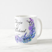 Mug Lavande, Eucalyptus, violet rose roses turquoises (Devant droit)