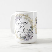 Mug Lavande Floral Mariage de couronne personnalisée (Devant gauche)