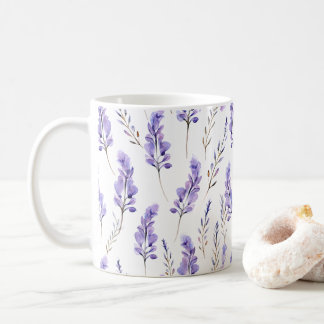 Mug Lavande Pressée Fleurs Aquarelle