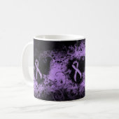 Mug Lavande Sensibilisation Ruban Grunge Coeur (Devant gauche)