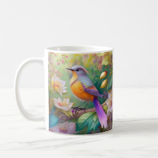 Mug Lavande Tête Orange Breased Imaginaire Oiseau (Gauche)