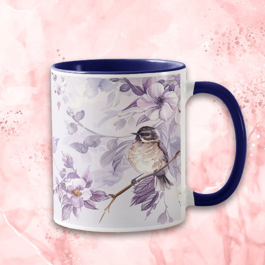 Mug Lavender Floral Bird Nature