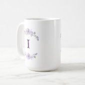 Mug Lavender Floral Initial Personalized Monogram (Devant gauche)