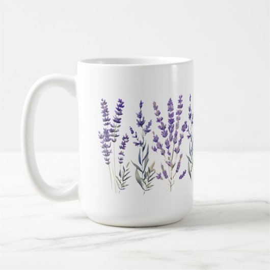 Mug Lavender Pattern Pillar Candle (Gauche)