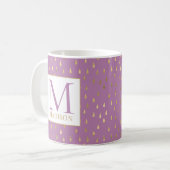 Mug Lavender Pink Gold Raindrop Moderne Monogramme ten (Devant gauche)