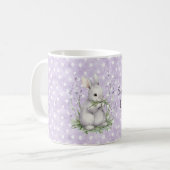 Mug Lavender White Polka Dots Bunny Rabbit Love (Devant gauche)