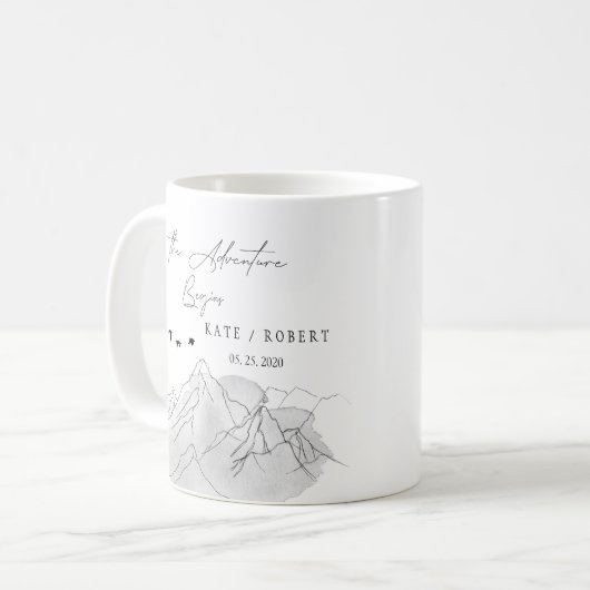 Mug l'aventure commence mariage d'illustration de mont (Devant gauche)