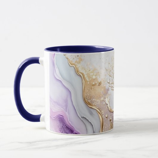 Mug Laver à l'aquarelle bleu violet monogramme (Gauche)