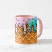 Mug Lavette de crème glacée rose cône avec arroses (Devant droit)