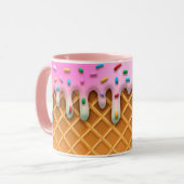 Mug Lavette de crème glacée rose cône avec arroses (Devant gauche)
