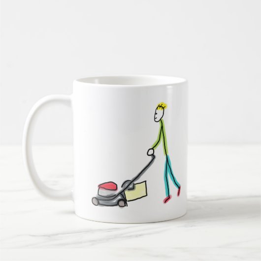 Mug Lawn Mowing Stickman (Gauche)