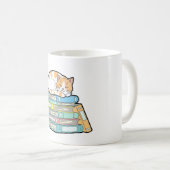 Mug Lazy Cat on Books – Cute Cozy Illustration (Devant droit)