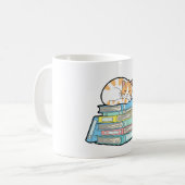 Mug Lazy Cat on Books – Cute Cozy Illustration (Devant gauche)