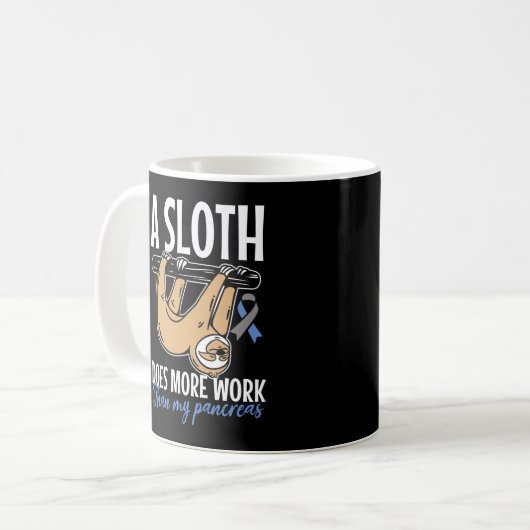 Mug Lazy Sloth Funny Pancreas T1D Diabète (Devant gauche)