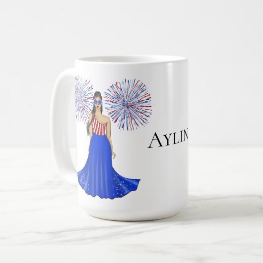 Mug Le 4 juillet avec Illustration de mode Fireworks (Devant gauche)