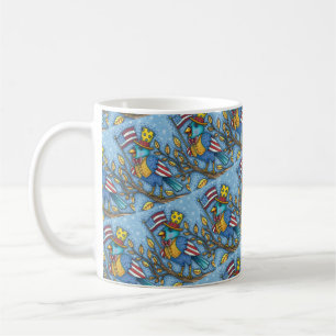MUG LE 4 JUILLET, TWEET DE BLUEBIRD, AMERICAN FLAG USA