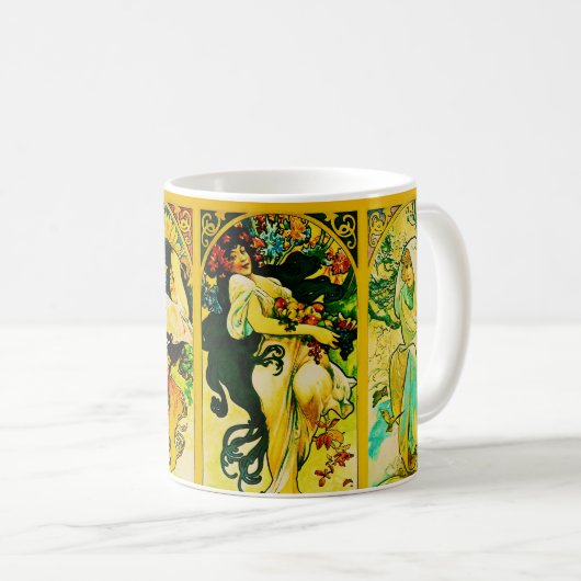 Mug Le ~ Alphonse Mucha de quatre saisons (Devant droit)