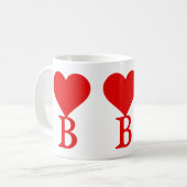 Mug Le B initial avec un grand coeur rouge (Devant gauche)