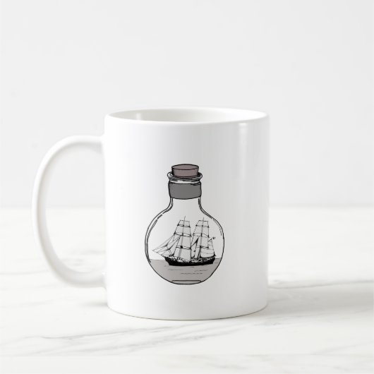 Mug Le bateau dans l'ampoule en verre (Gauche)