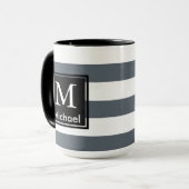 Mug Le blanc épais moderne barre le monogramme de (Devant gauche)