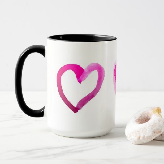 Mug Le blanc fait sur commande des coeurs de sonnerie (Avec donut)