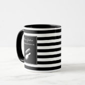 Mug Le blanc noir à la mode barre les cheveux et le (Devant gauche)