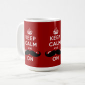 Mug Le blanc rouge de moustache gardent le calme et (Devant gauche)