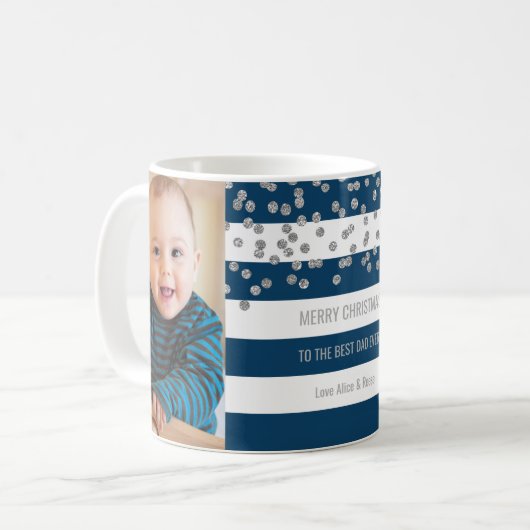 Mug Le bleu marine barre meilleur Noël de papa de (Devant gauche)