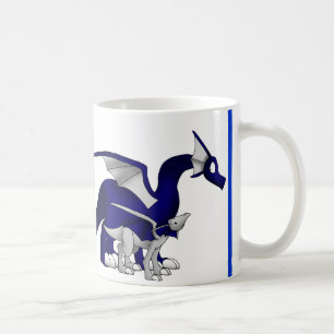 Mug Le bleu marine/dragons argentés de mère et