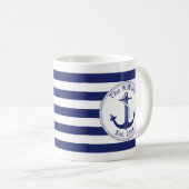 Mug Le bleu marine nautique d'Ancre barre le nom de (Devant droit)