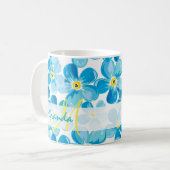 Mug Le bleu vibrant d'aquarelle m'oublient pas nom de (Devant gauche)