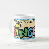 Mug Le bonheur c'est hurler BINGO ! (Devant gauche)