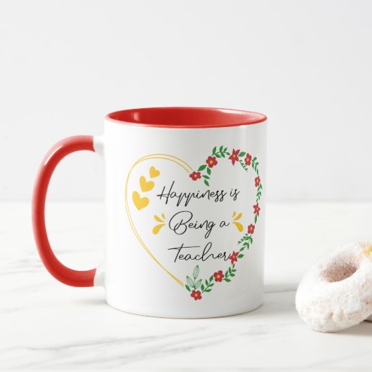 Mug Le Bonheur Est D'Être Un Enseignant Drôle Amateurs (Avec donut)
