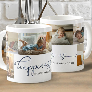 Mug Le bonheur est Granddad Blue Calligraphy Photo