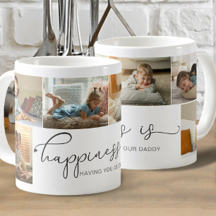 Mug Le bonheur est Papa Gris Calligraphie Photo