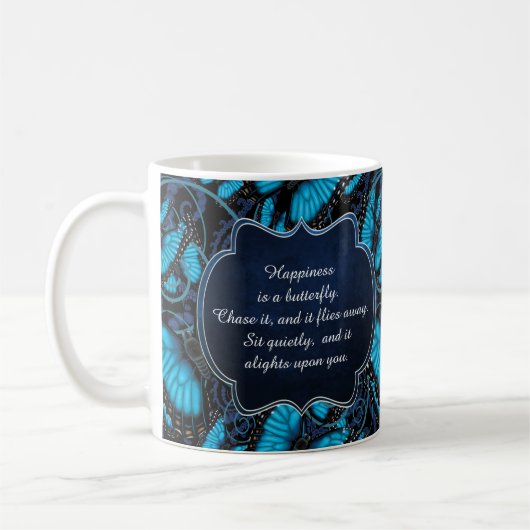 Mug Le bonheur est un papillon : Papillon bleu de (Gauche)