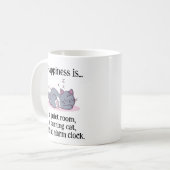 Mug Le bonheur est... une chambre tranquille, un chat  (Devant gauche)