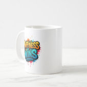 Mug Le bonheur gagne le design Graffiti (Devant gauche)