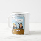 Mug Le budget déroutant de la bouillie de café amusant (Devant gauche)