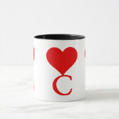 Mug Le C initial avec un grand coeur rouge (Centre)