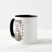 Mug Le café épelé vers l'arrière est eeffoC Caffeine S (Devant gauche)