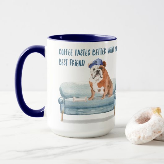 Mug Le Café Goûte Mieux... Anglais Bulldog Edition (Avec donut)