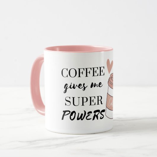 Mug Le café me donne des super pouvoirs (Devant gauche)