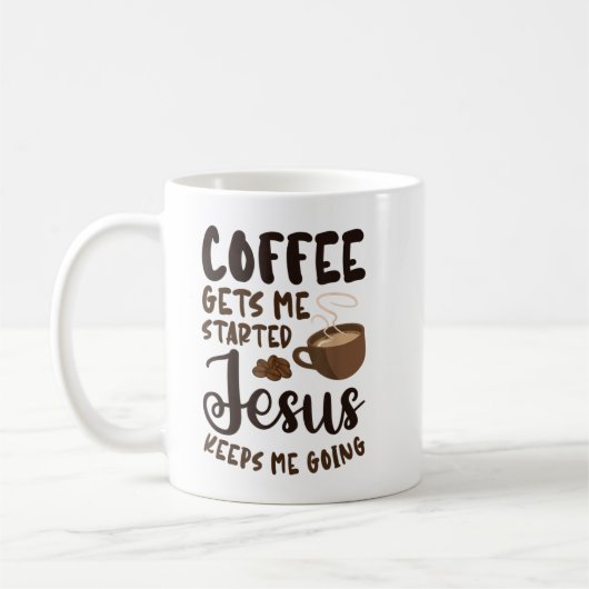 Mug Le Café Me Fait Commencer Jésus M'Empêche D'Aller (Gauche)