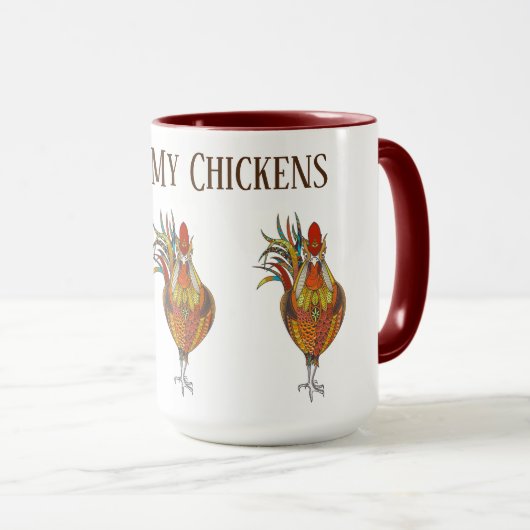 Mug Le café Tasse-Bénissent mes poulets (Devant droit)