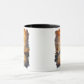 Mug Le cerf dans la réflexion forestière d'automne (Centre)