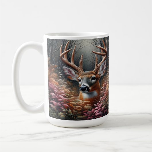 Mug Le cerf de Buck Poulage À Travers Le Foliage Fores (Gauche)